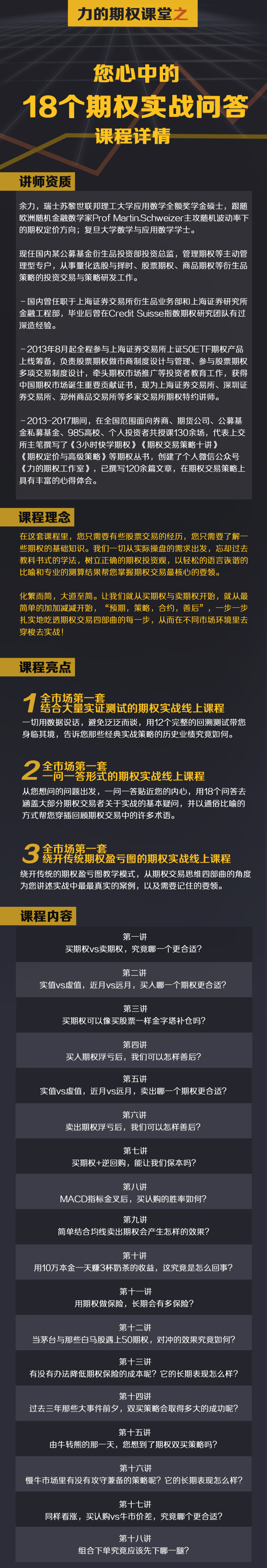 余力-力的期权课堂之“您心中的18个期权实战问答”