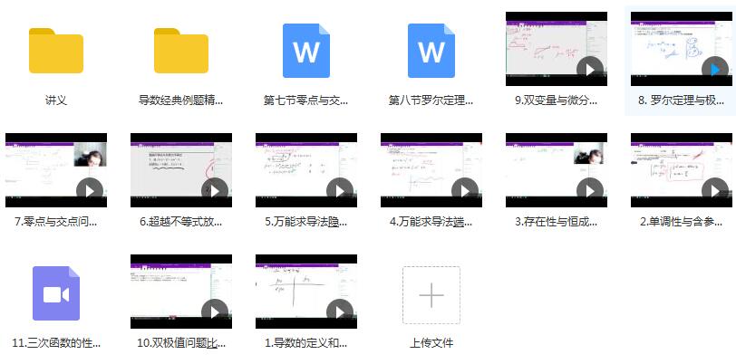 高考数学导数考前辅导经典例题精讲教学视频(关旭 11讲 含讲义)