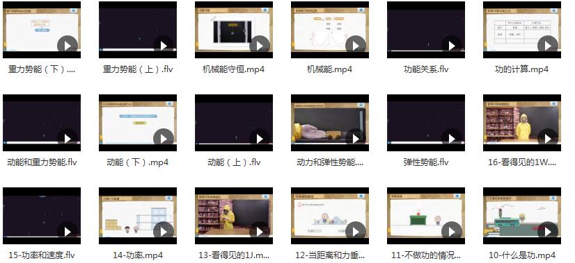 初中物理功和机械能知识点专题辅导教学视频大全(18节课)