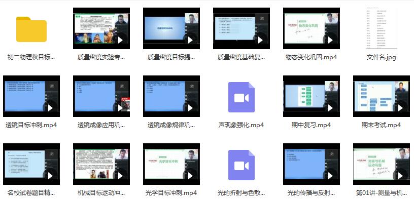 2019年初二(八年级)物理秋季直播课辅导教学视频(杜春雨 16节课 含讲义)