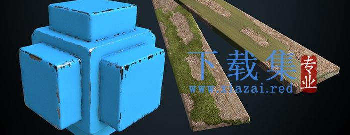 C4D破旧磨损铁皮材质创意场景3D模型素材