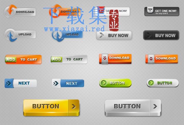 网页下载按钮及购买按钮PSD模板