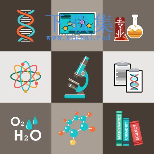 9个化学实验器材EPS矢量图标素材