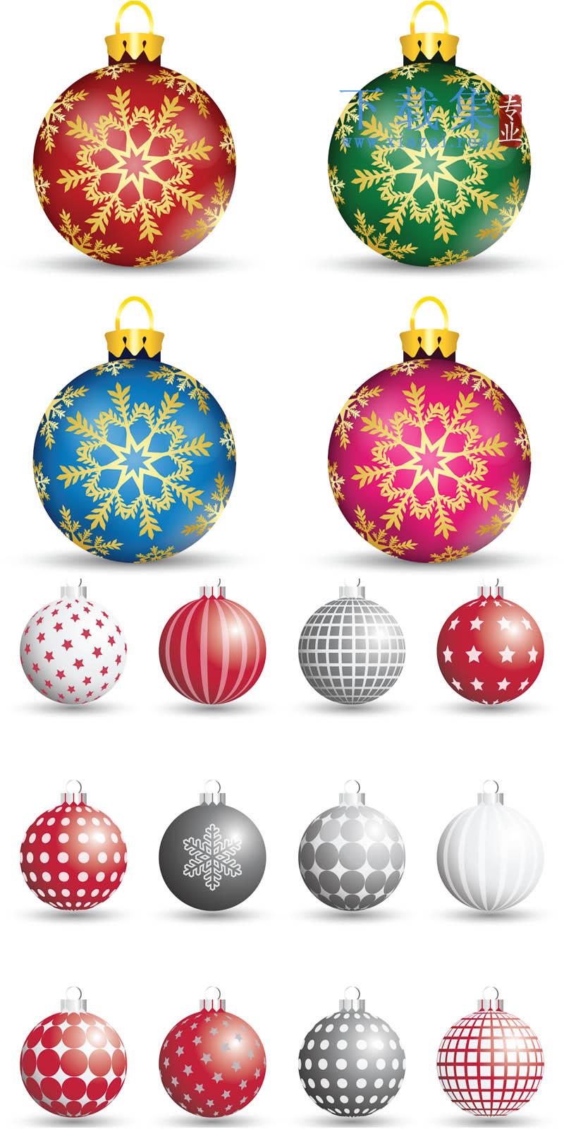 圣诞节圣诞树球形装饰品AI矢量素材