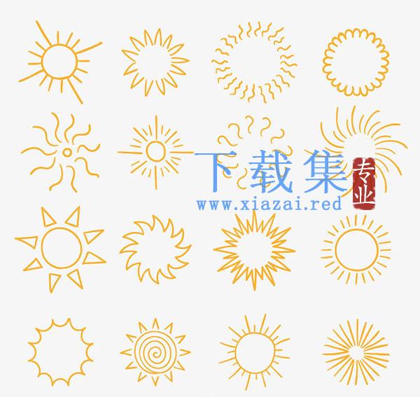 16个抽象的太阳AI矢量图标