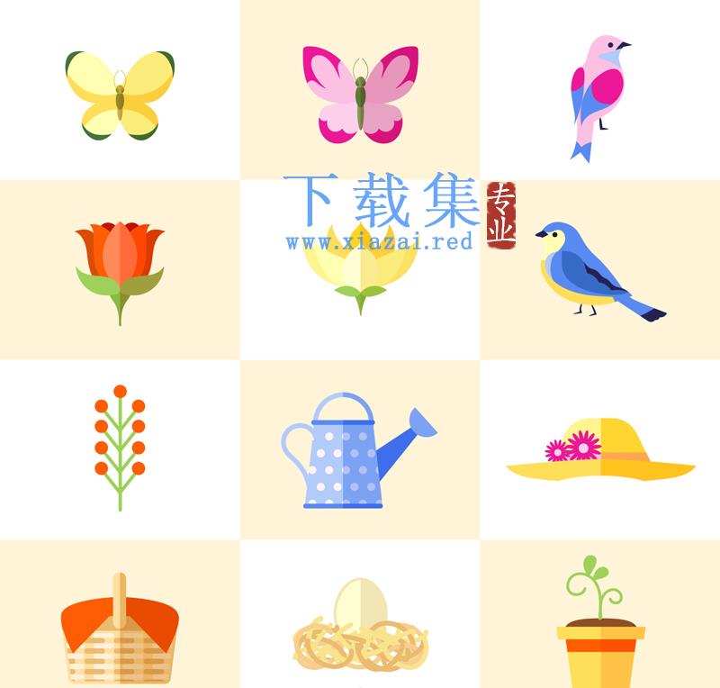 12个花园花卉AI元素图标矢量