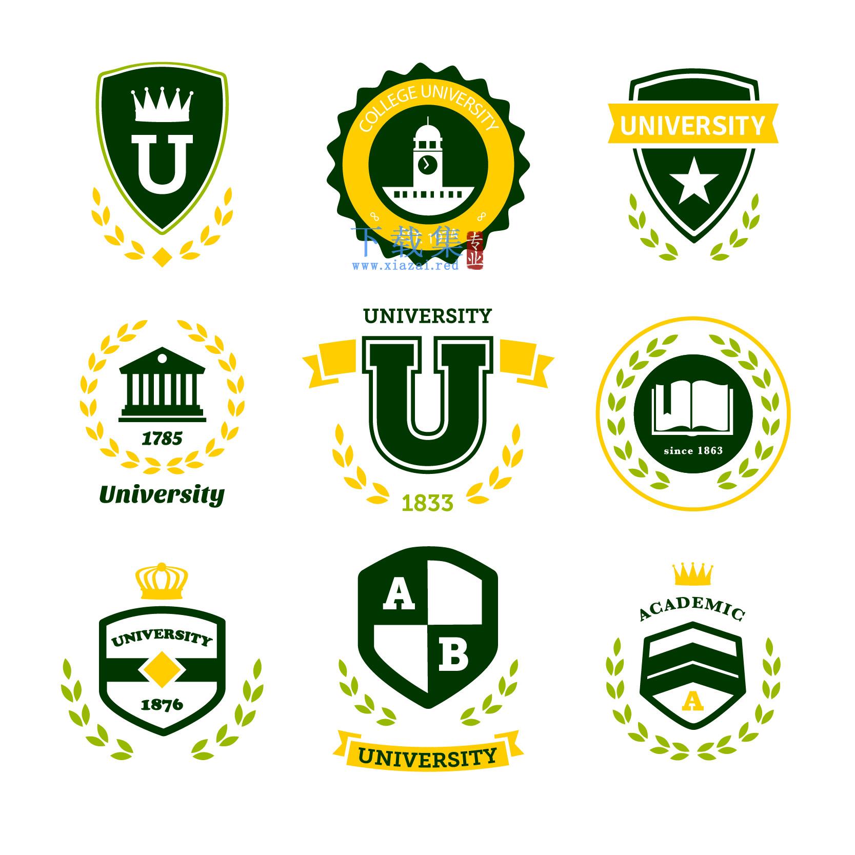 创意绿色大学标志矢量素材