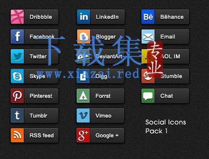 网络社交媒体按钮网站分享图标PSD模板