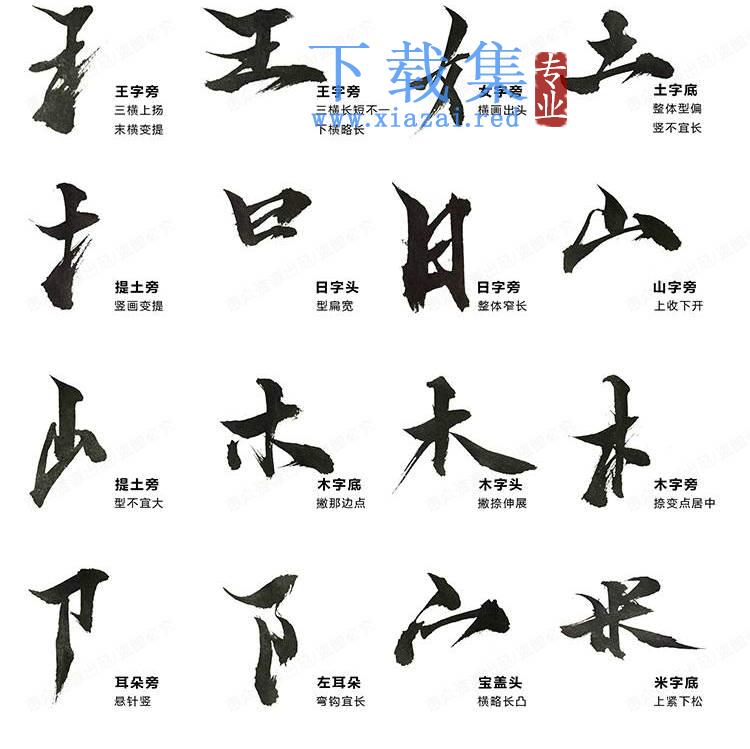 书法字、毛笔字部首PSD源文件