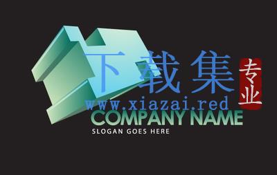 一个有凹槽的3D模块LOGO标志AI矢量素材