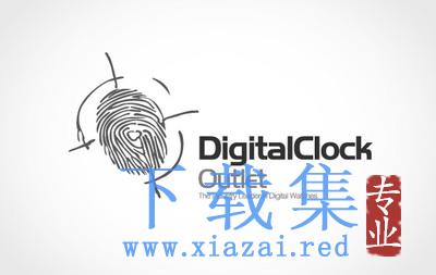 指纹图标的数字时钟LOGO标志AI矢量素材