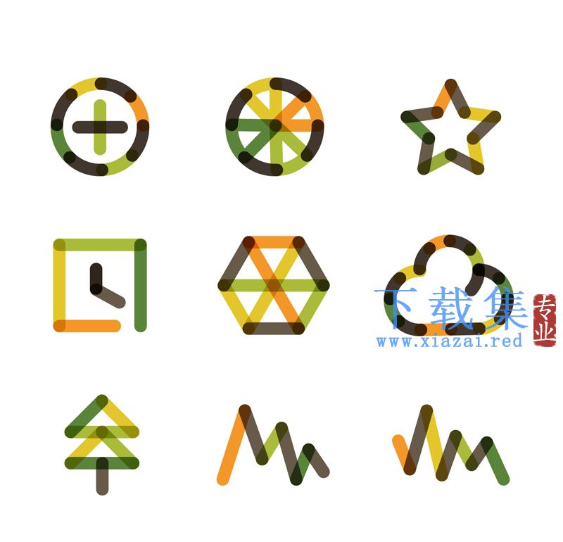 9个创意色彩匹配AI标志矢量素材
