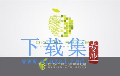 涂鸦数字化的绿色苹果LOGO标志AI矢量素材