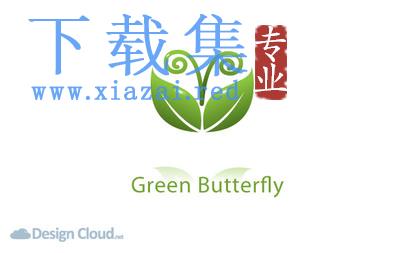 绿色蝴蝶形状的叶子抽象LOGO模板EPS矢量素材