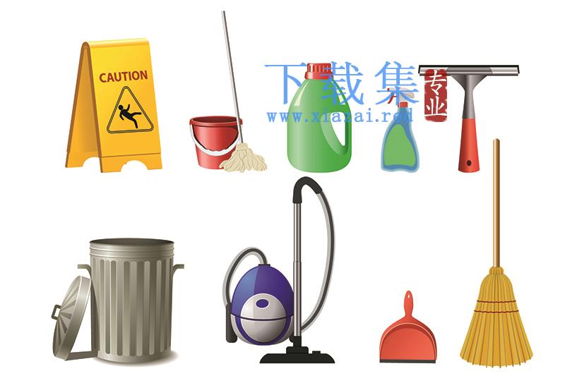 卫生清洁用具,卫生打扫保洁用品EPS矢量素材
