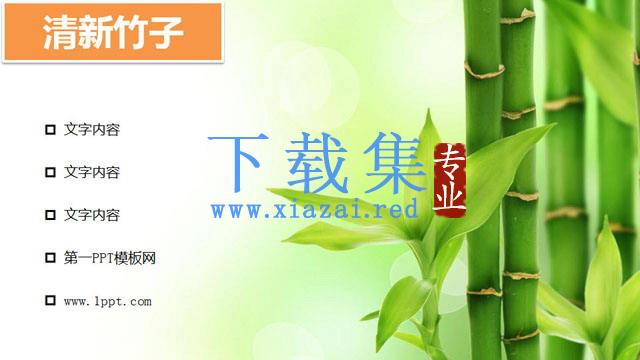 清新淡绿色的竹子PPT背景图片下载