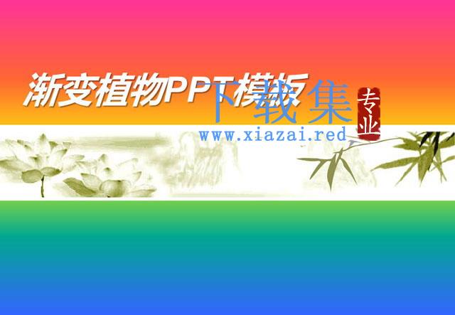 彩色渐变荷花PowerPoint模板下载