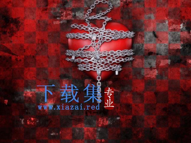 被铁链捆绑的心PowerPoint背景图片 第1张 被铁链捆绑的心PowerPoint背景图片 第1张