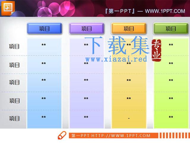 一组实用的PowerPoint数据表格模板素材