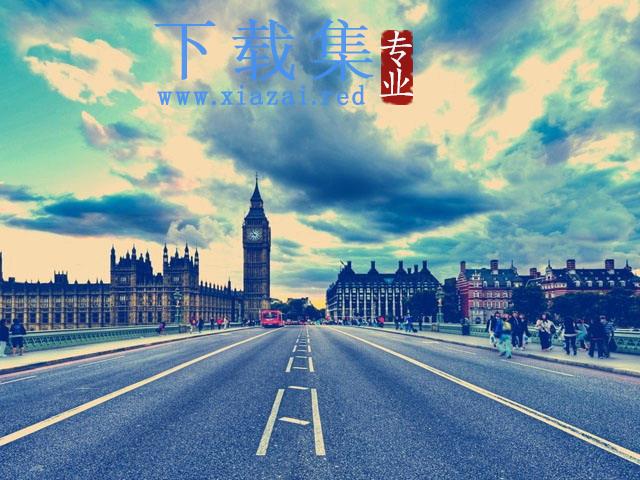 非主流效果的伦敦街道PPT背景图片 第1张 非主流效果的伦敦街道PPT背景图片 第1张