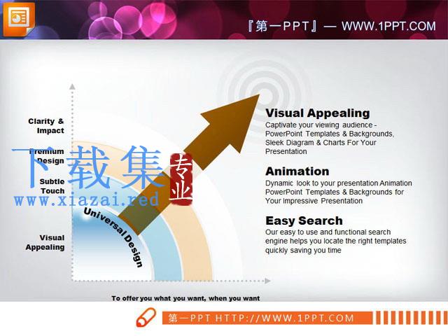 带箭头的层级扩散关系PowerPoint关系图