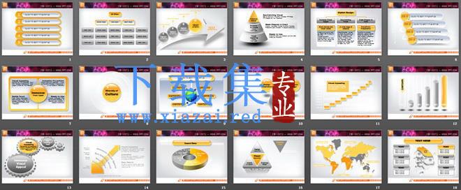 黄色套系的幻灯片图表模板打包下载 第2张 黄色套系的幻灯片图表模板打包下载 第2张