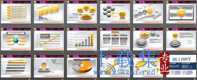 金黄色的PowerPoint图表模板打包下载 第2张 金黄色的PowerPoint图表模板打包下载 第2张