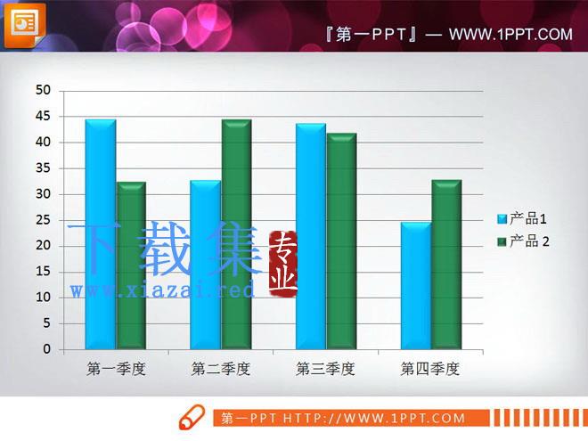 3d立体风格的幻灯片柱状图图表下载