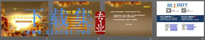 唯美的金色树叶背景的艺术设计幻灯片模板 第2张 唯美的金色树叶背景的艺术设计幻灯片模板 第2张
