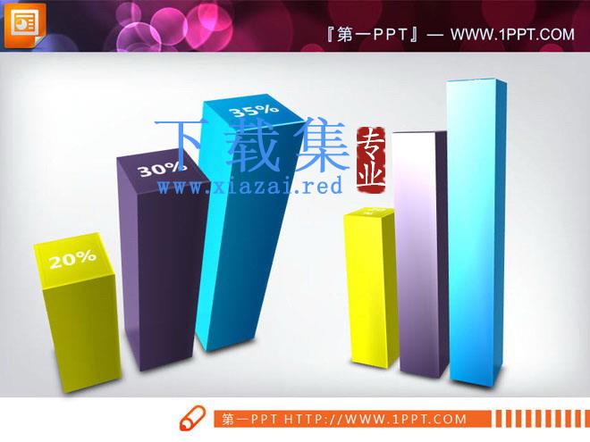 两张3D立体风格的幻灯片柱状图 第1张 两张3D立体风格的幻灯片柱状图 第1张