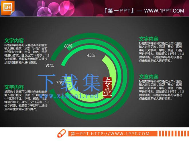 11张现代简洁绿色扁平化PPT图表下载