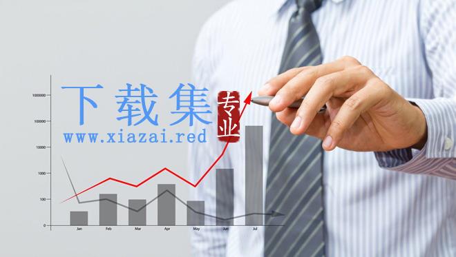 手绘折线图的商务白领PPT背景图片