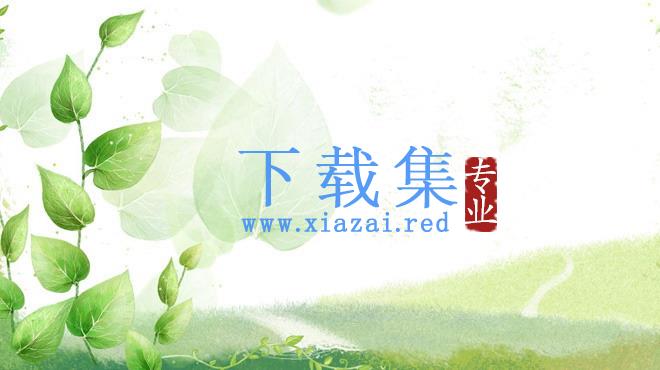 绿色唯美叶子幻灯片背景图片