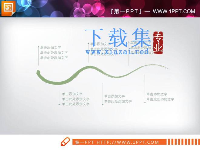 淡雅绿色水墨中国风PPT图表大全