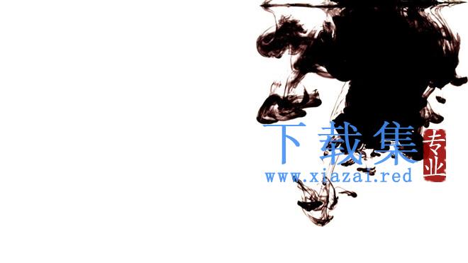 六张黑白水墨山水花鸟中国风PPT背景图片
