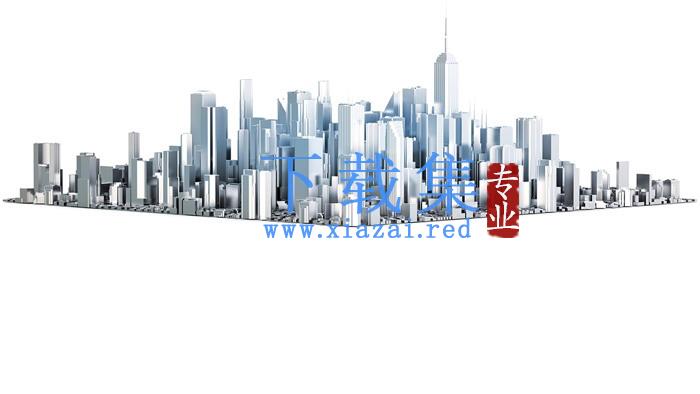 立体城市建筑模型PPT背景图片