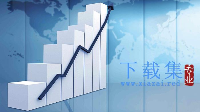 立体柱状图箭头PPT背景图片