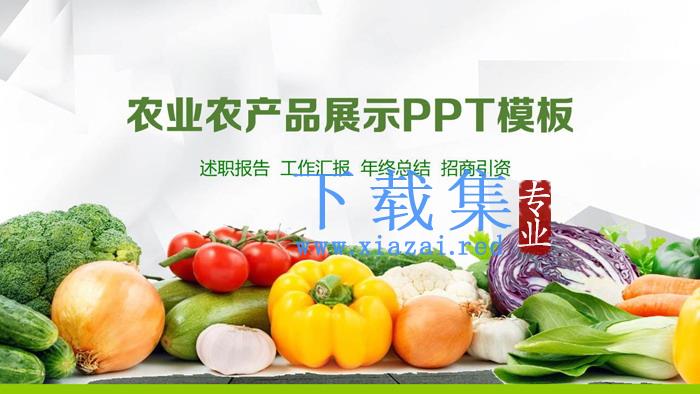 新鲜蔬菜背景的农产品幻灯片模板