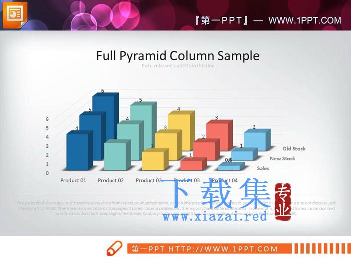 精致彩色立体PPT柱状图图表