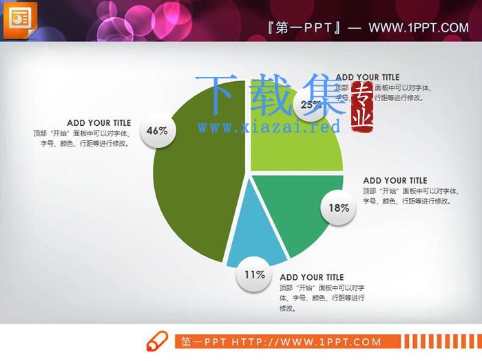 三张百分百说明PPT饼图素材