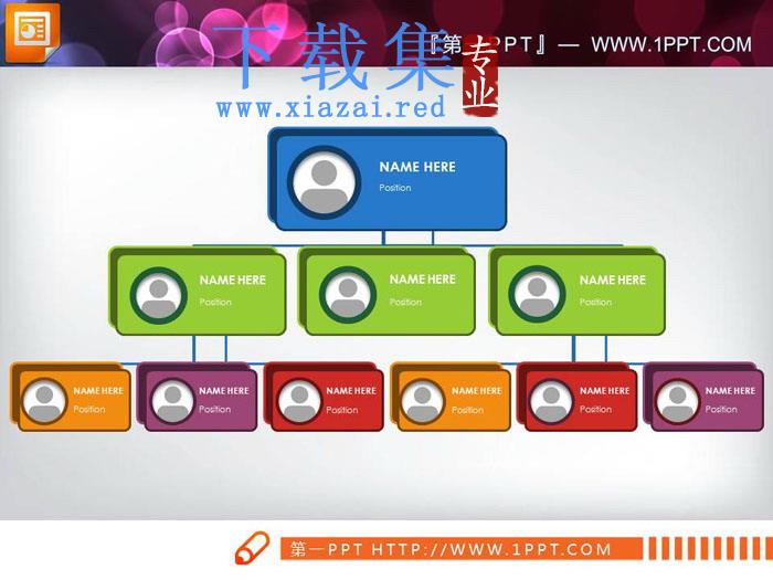 UI风格的圆角矩形PPT组织结构图