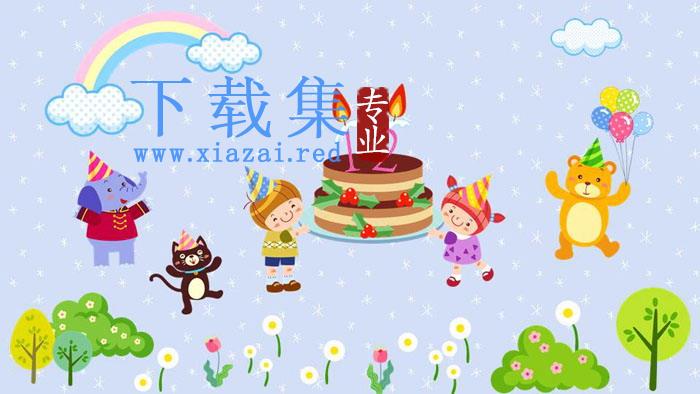 三张卡通生日PPT背景图片