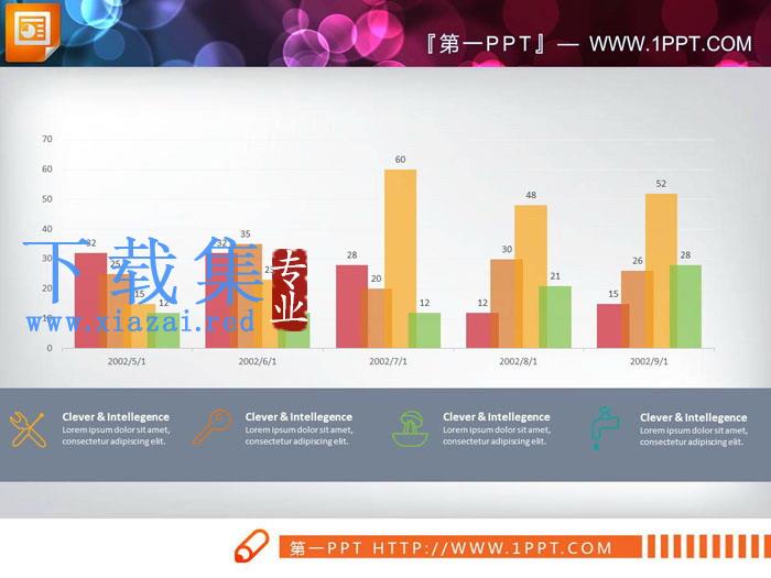 四数据项柱状图PPT图表