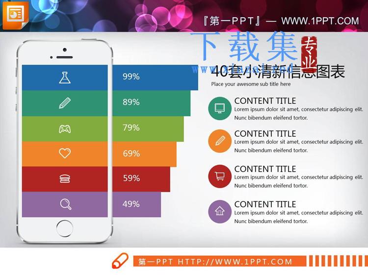 40张彩色小清新PPT图表合集
