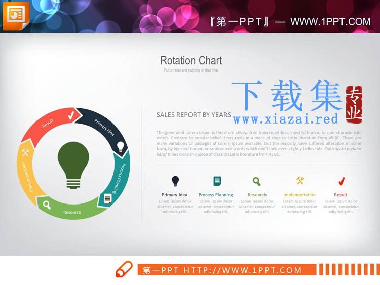 四张五数据项循环关系PPT图表