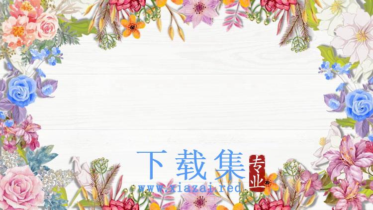 6张精致木纹与水彩花卉PPT背景图片