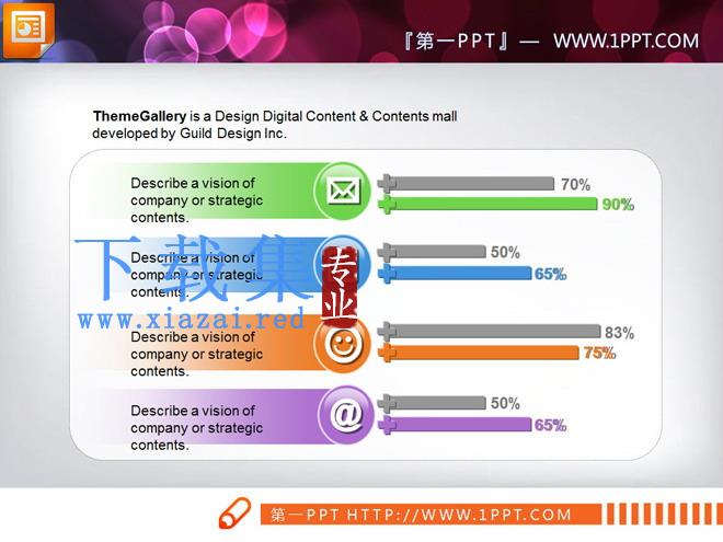 整套淡雅简洁实用PPT图表下载