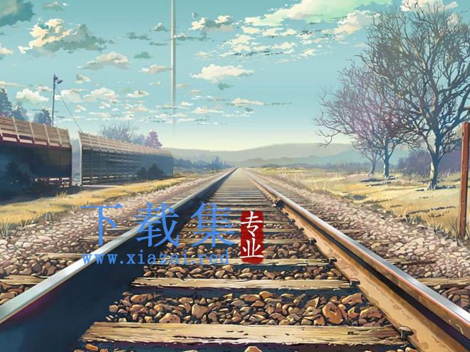 唯美铁路背景PPT背景图片