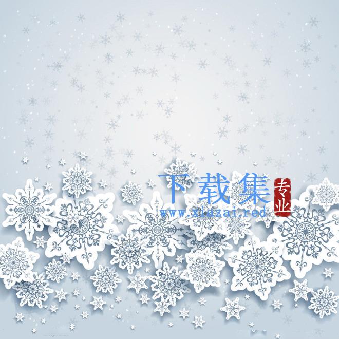 一组白色雪花艺术PPT背景图片