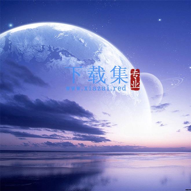 一组唯美紫色星空星球PPT背景图片（一）